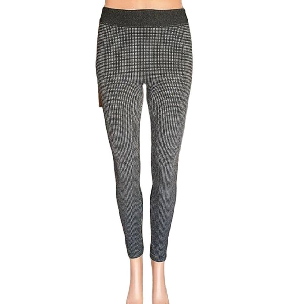 Black & Gray Checked Leggings Activewear by CONNECTION 18 ~ Women's Size L / XL